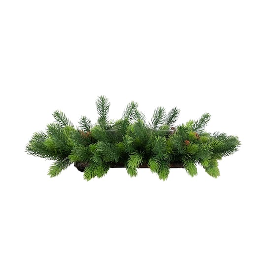 Nearly Natural 24" Pine Artificial Christmas Double Candle Holder with Pinecones